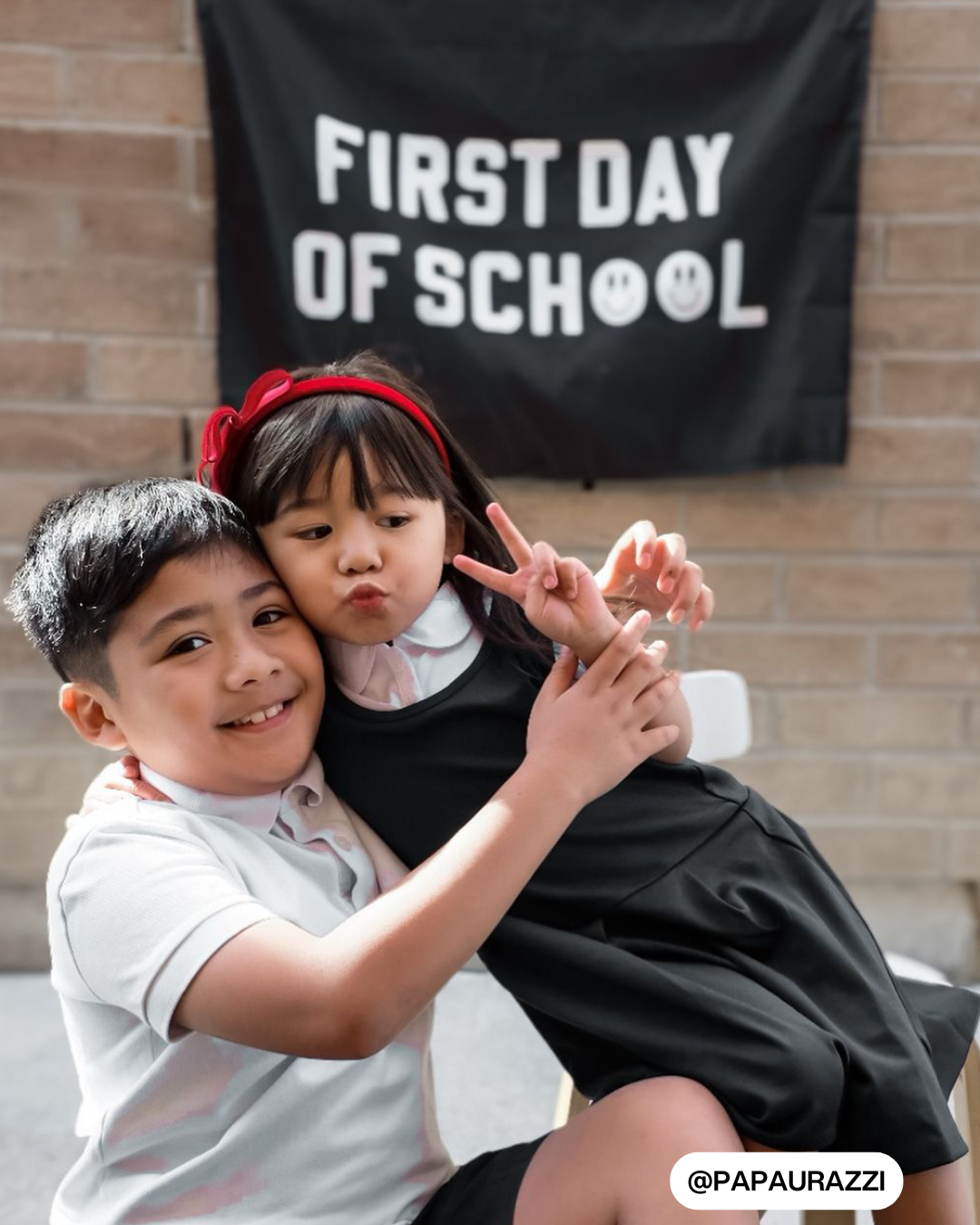 Bannière réversible Premier/Dernier jour d'école (noir)