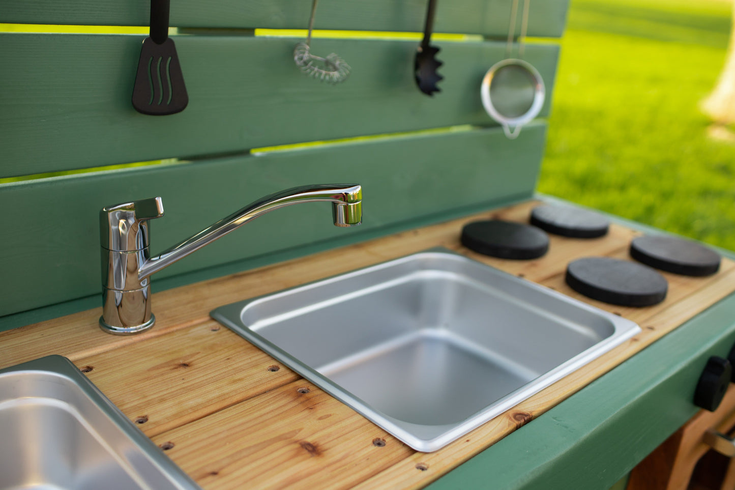 Painted Mud Kitchen with Oven and Working Sink
