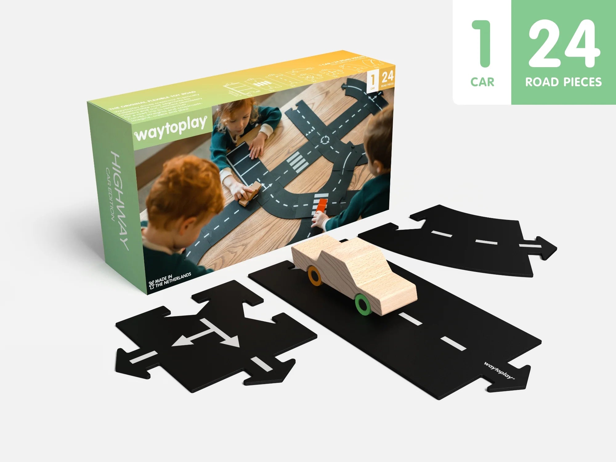 Way To good Play: The Flexible Toy Road 40 Pieces Candylab Montessori (Roads only)