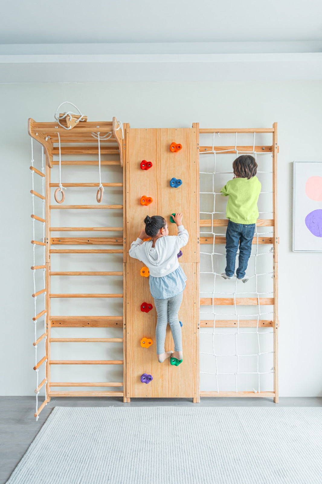 Walnut 9 in 1 Swedish Ladder Wall Gym and Climber by Avenlur