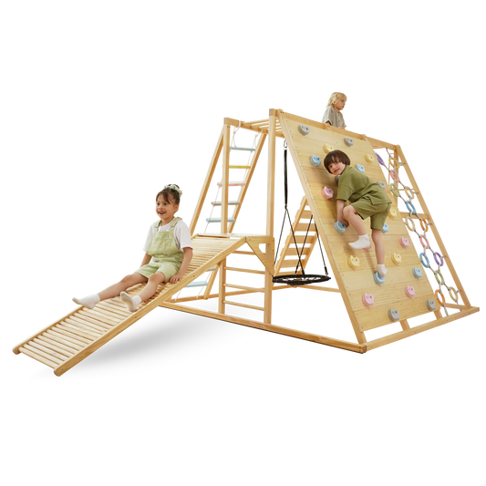 Sweetgum 8-in-1 Indoor Playset for Toddlers with Slide and Swing by Avenlur