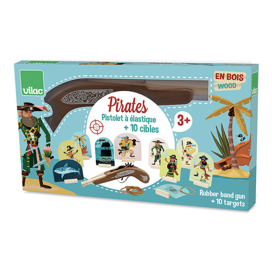 (DAMAGED BOX) Pirates Wood Gun and Targets - by Vilac