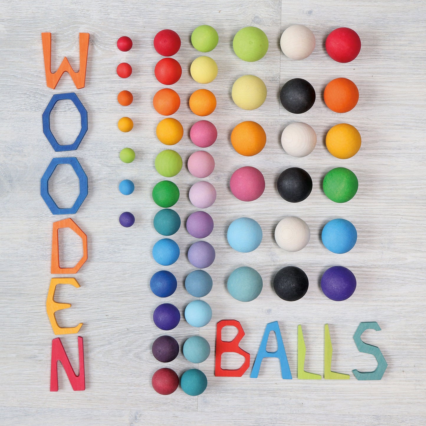 Grimm's - Rainbow Wooden Balls (6 pieces)