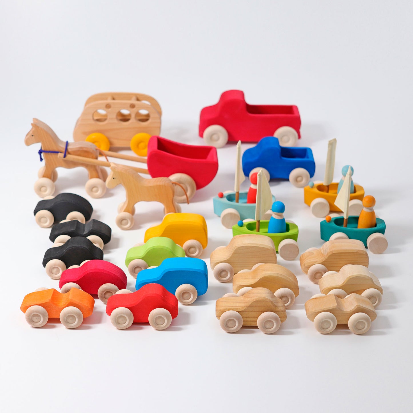 Grimm's - Six Wooden Cars (Natural)