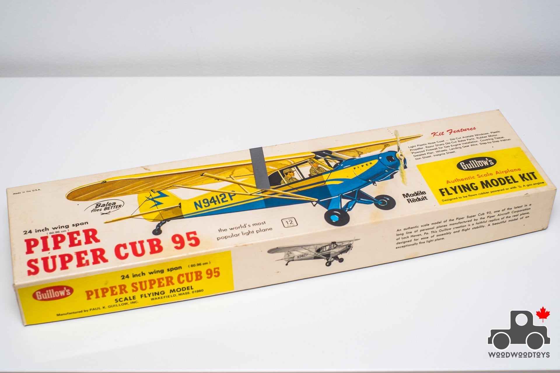 Circa 1961 Guillow s Piper Super Cub 95 Wooden Plane Model Boxed Wood Wood Toys