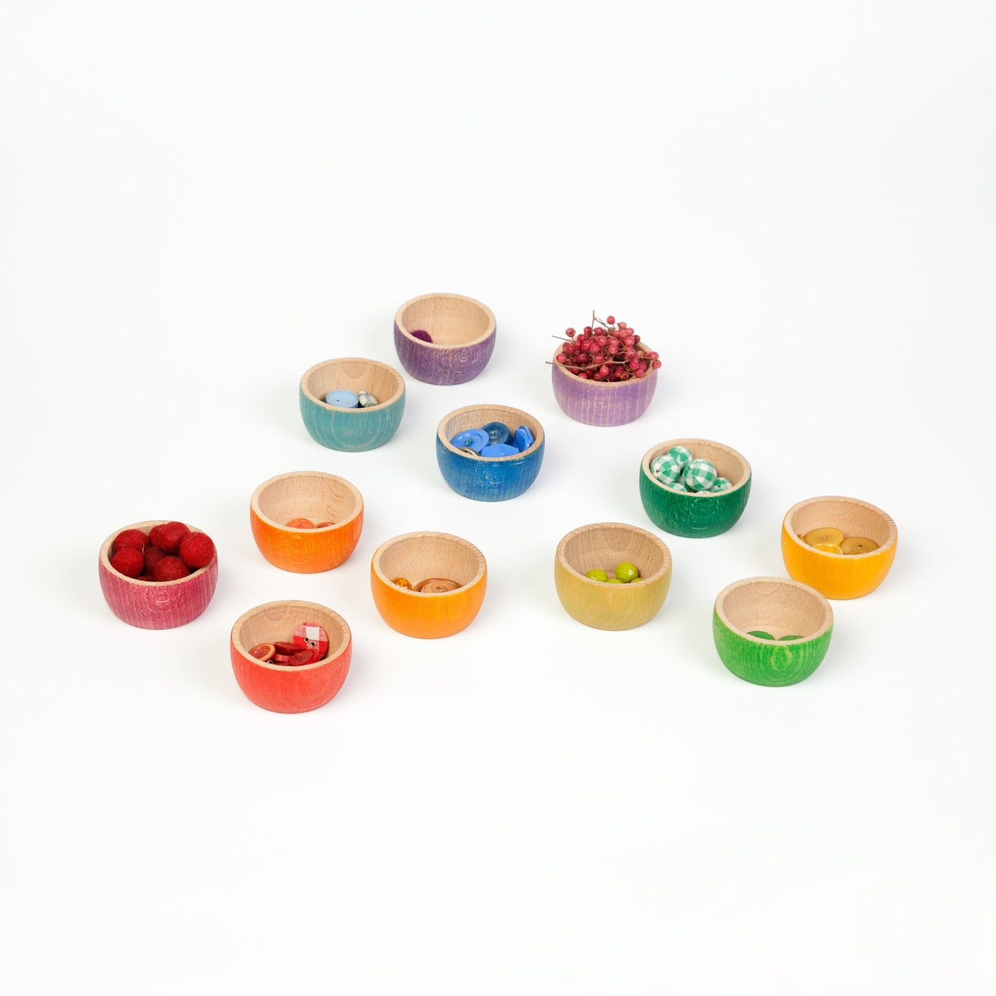 Grapat Wood Coloured Bowls (12 Pieces) - Wood Wood Toys Canada's Favourite Montessori Toy Store