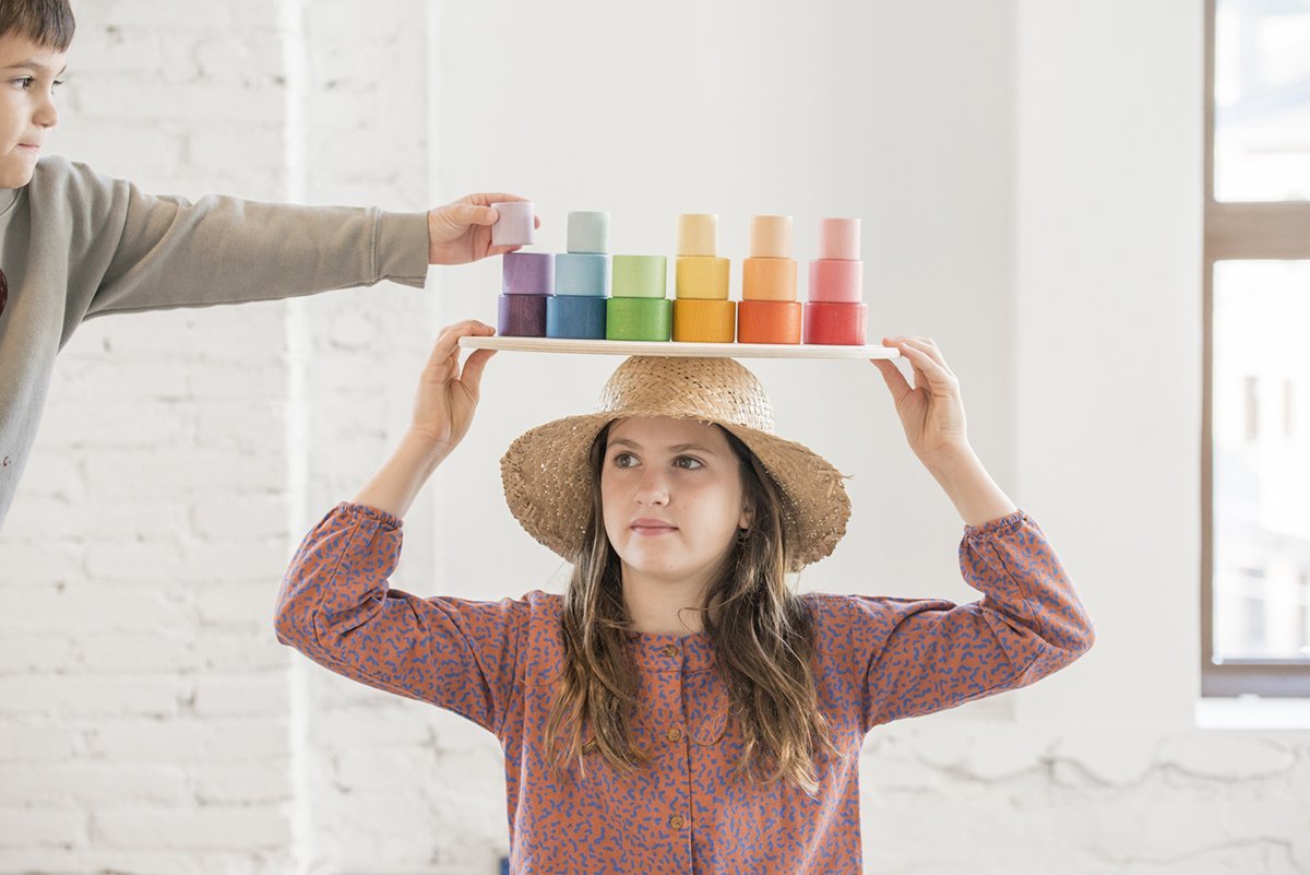 Grapat Wood Coloured Rainbow Bowls (24 Pieces) - Wood Wood Toys Canada's Favourite Montessori Toy Store