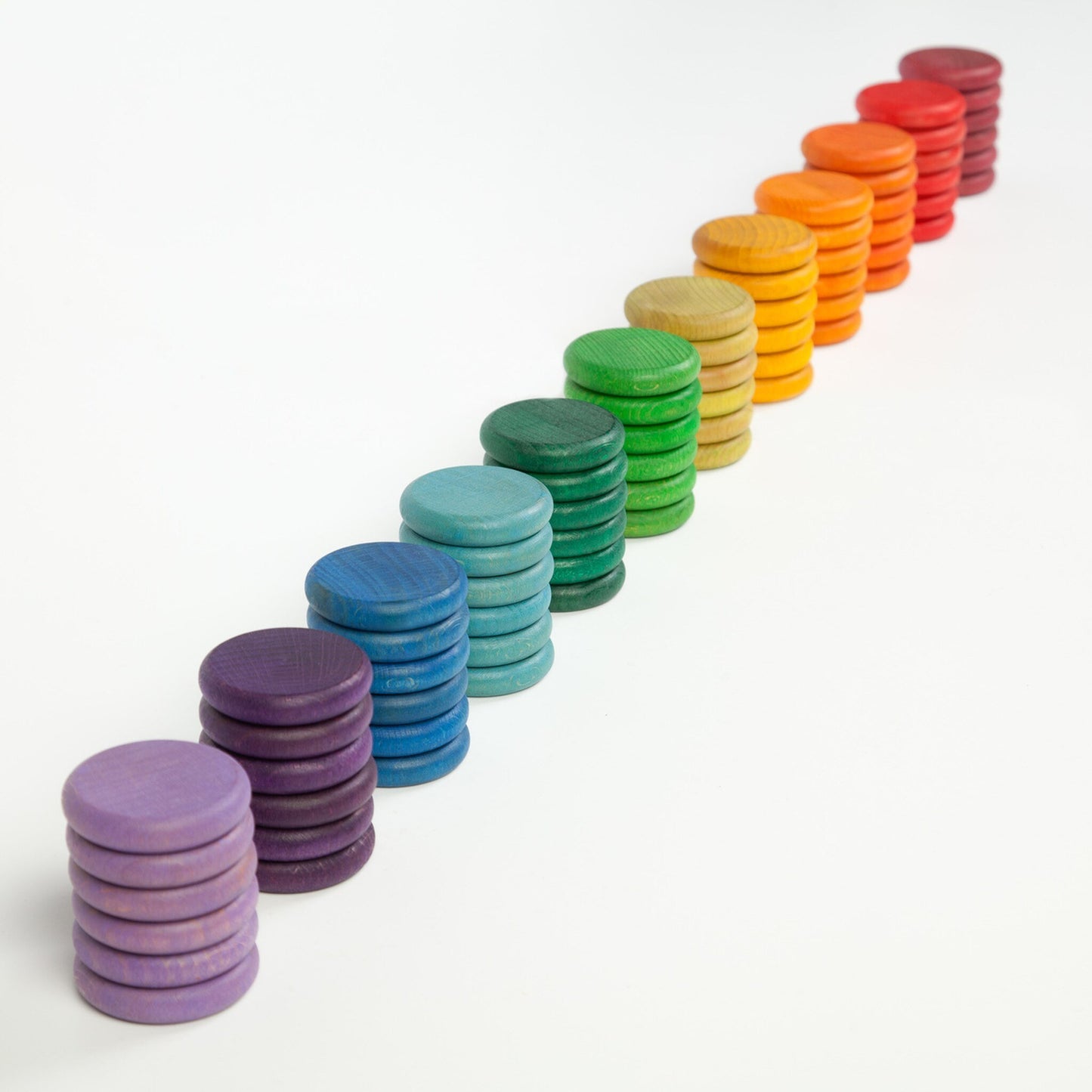 Grapat Wood Coloured Rainbow Coins (72 Pieces) - Wood Wood Toys Canada's Favourite Montessori Toy Store