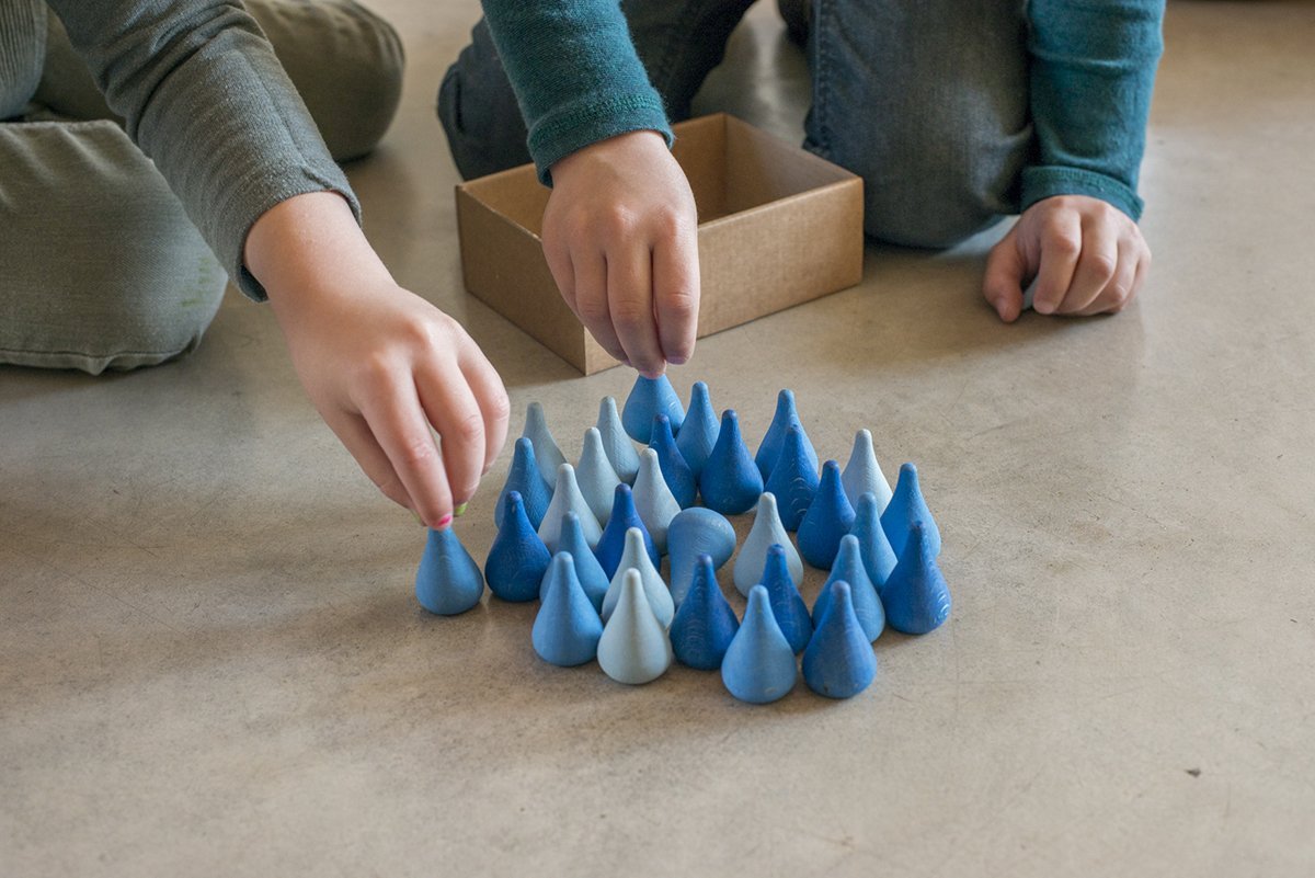Grapat Wood Mandala Blue Raindrops (36 Pieces) - Wood Wood Toys Canada's Favourite Montessori Toy Store