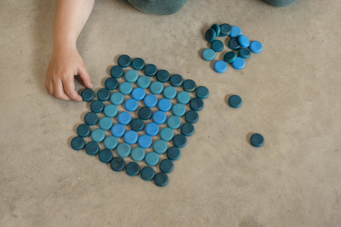 Grapat Wood Mandala Small Blue Coins (36 Pieces) - Wood Wood Toys Canada's Favourite Montessori Toy Store