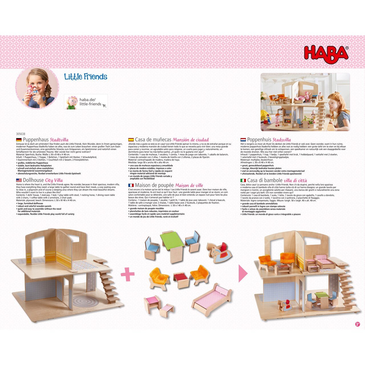 HABA Little Friends Dollhouse Town Villa - Wood Wood Toys Canada's Favourite Montessori Toy Store