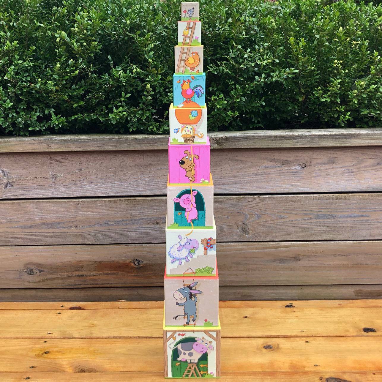 HABA Cubes empilables et gigognes en carton à la ferme