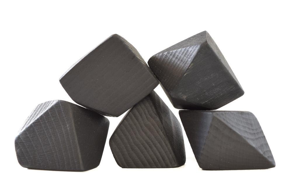 Tiny Coal Rock Blocks (Set of 5) - Wood Wood Toys Canada's Favourite Montessori Toy Store