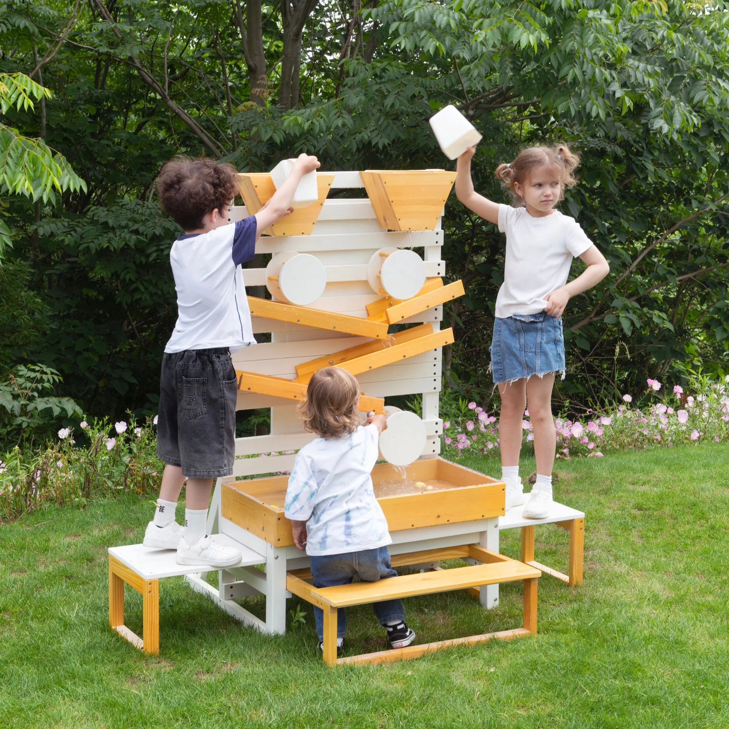 Grande table à eau d'extérieur en bois pour enfants et tout-petits par Avenlur