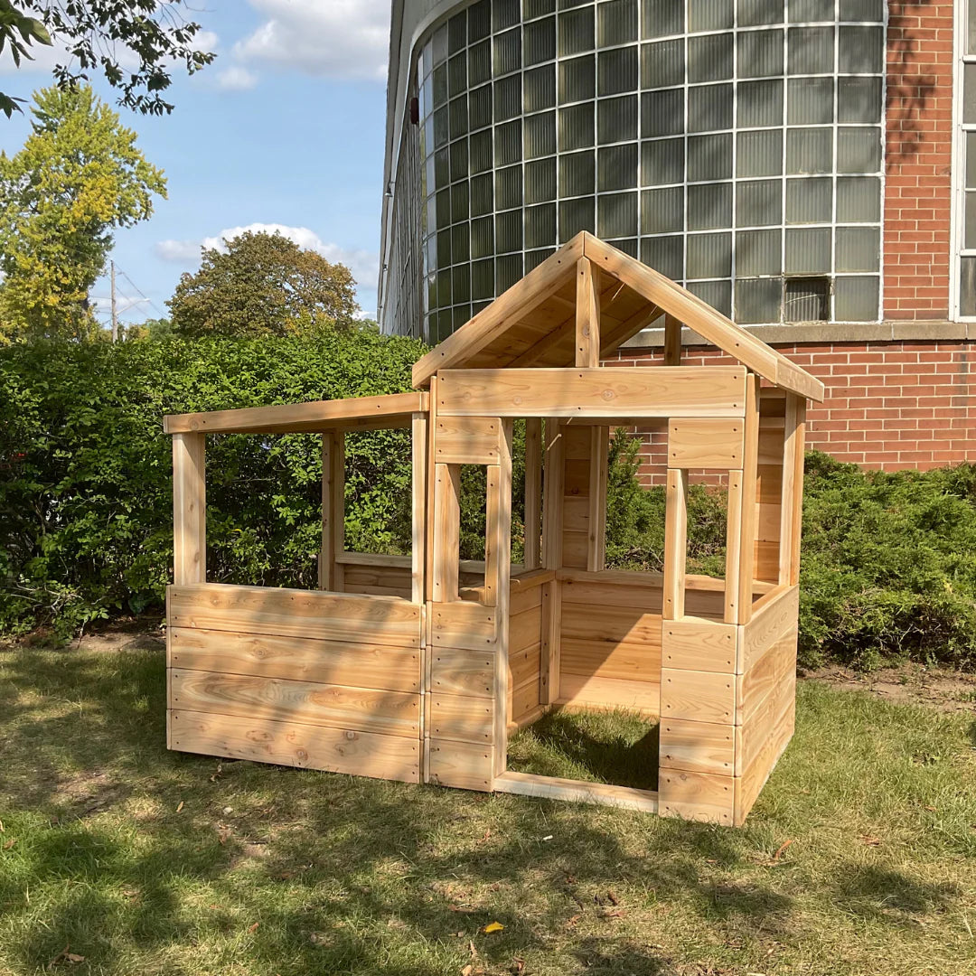 Cedar Playhouse Extension / 3-sided Pavilion - Just Playing (Made in Canada) (Copy)
