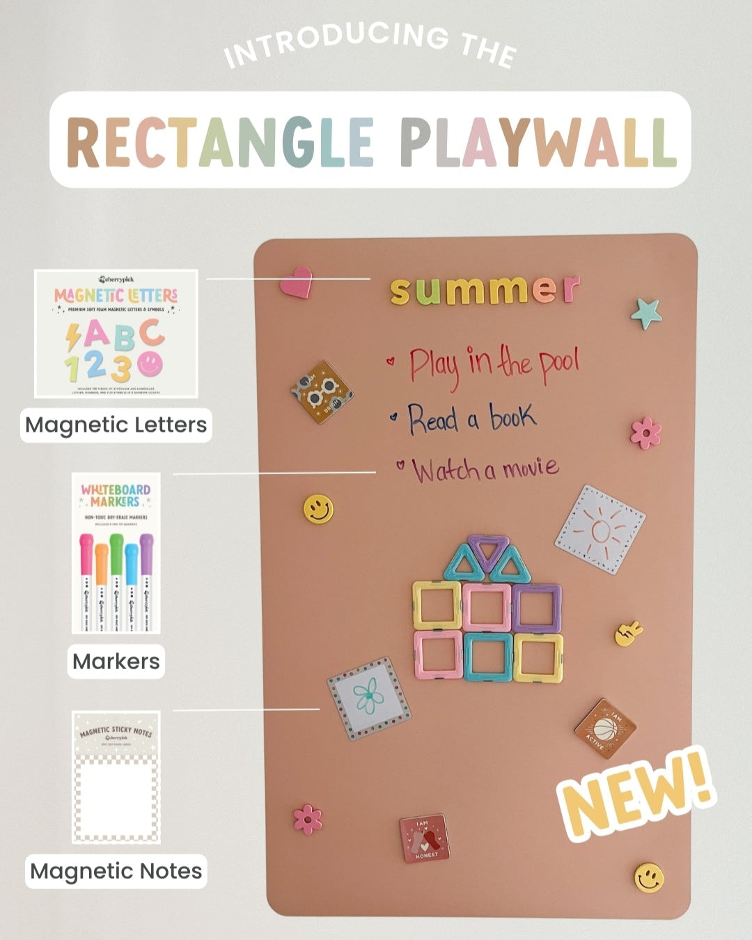 Magic Playwall - Rectangle Magnetic Wall Decal for Kids