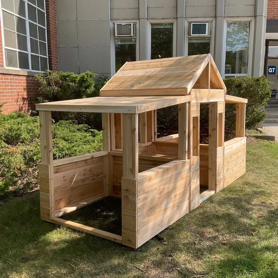 Cedar Playhouse Extension / 3-sided Pavilion - Just Playing (Made in Canada) (Copy)