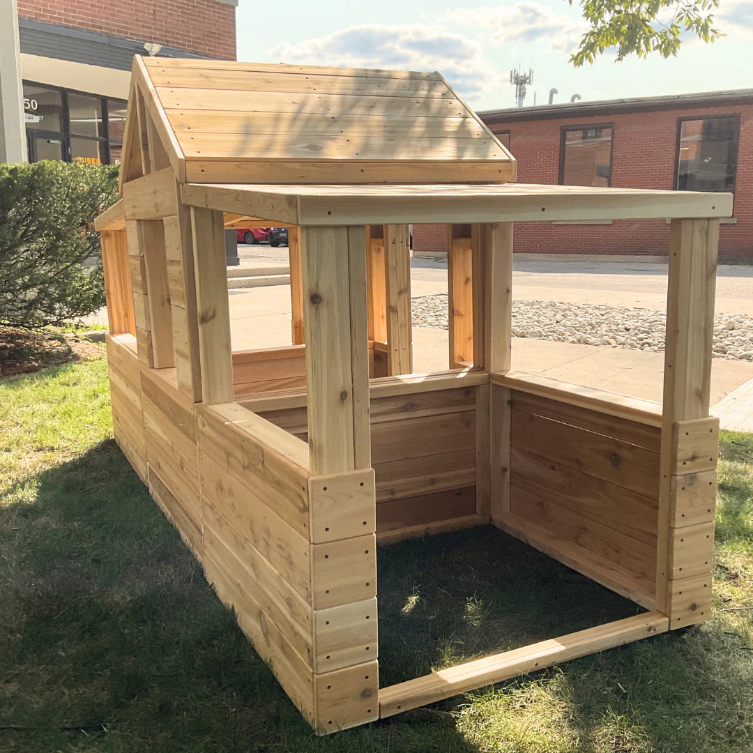Cedar Playhouse Extension / 3-sided Pavilion - Just Playing (Made in Canada) (Copy)