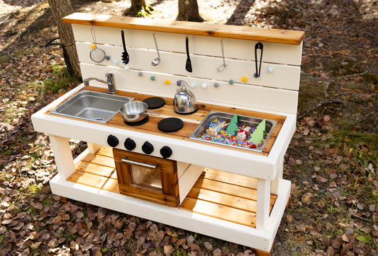 Painted Centered Oven Mud Kitchen and Working Sink