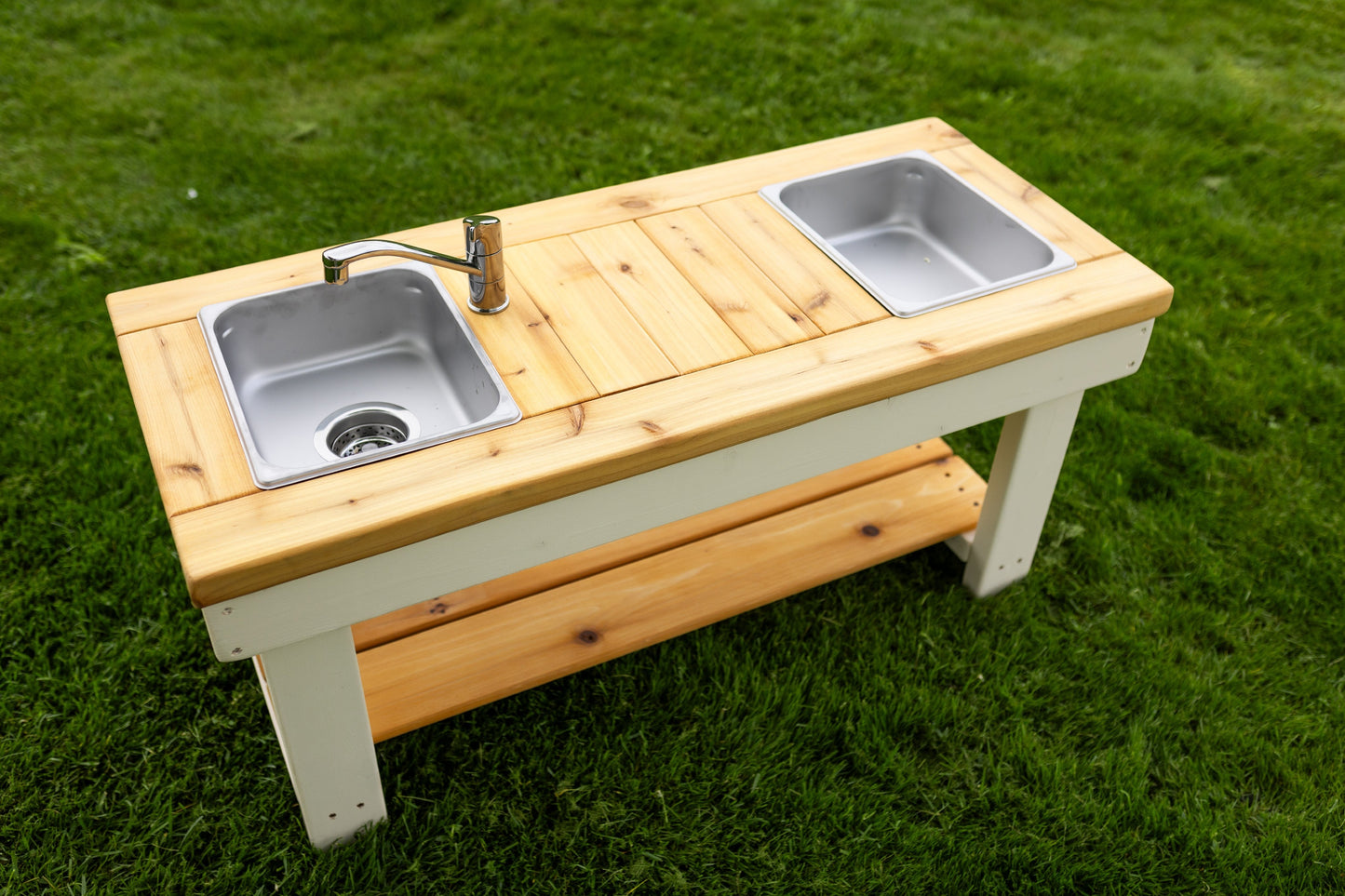 Centered Painted Simple Mud Kitchen (with shelf)