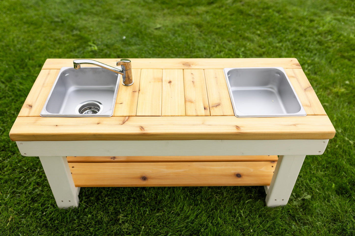 Centered Painted Simple Mud Kitchen (with shelf)