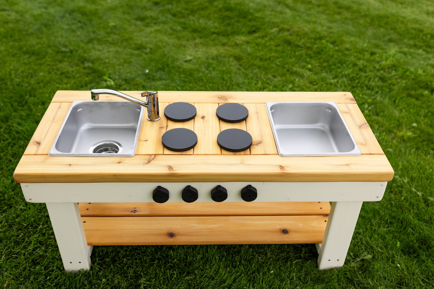 Centered Painted Simple Mud Kitchen (with shelf)