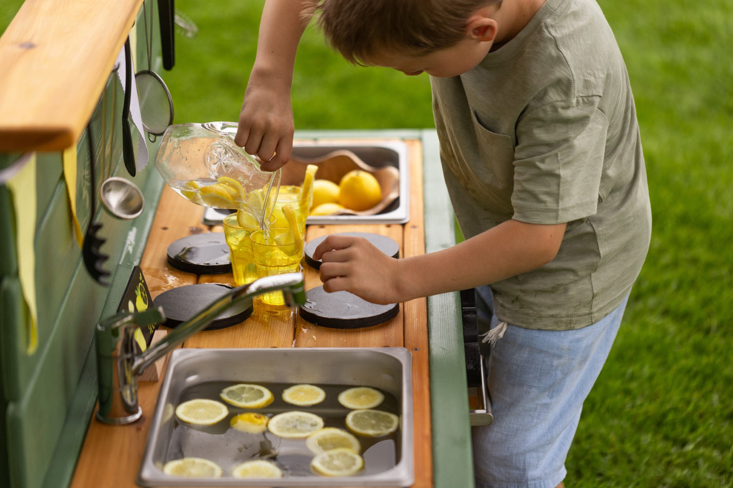 Painted Centered Oven Mud Kitchen and Working Sink