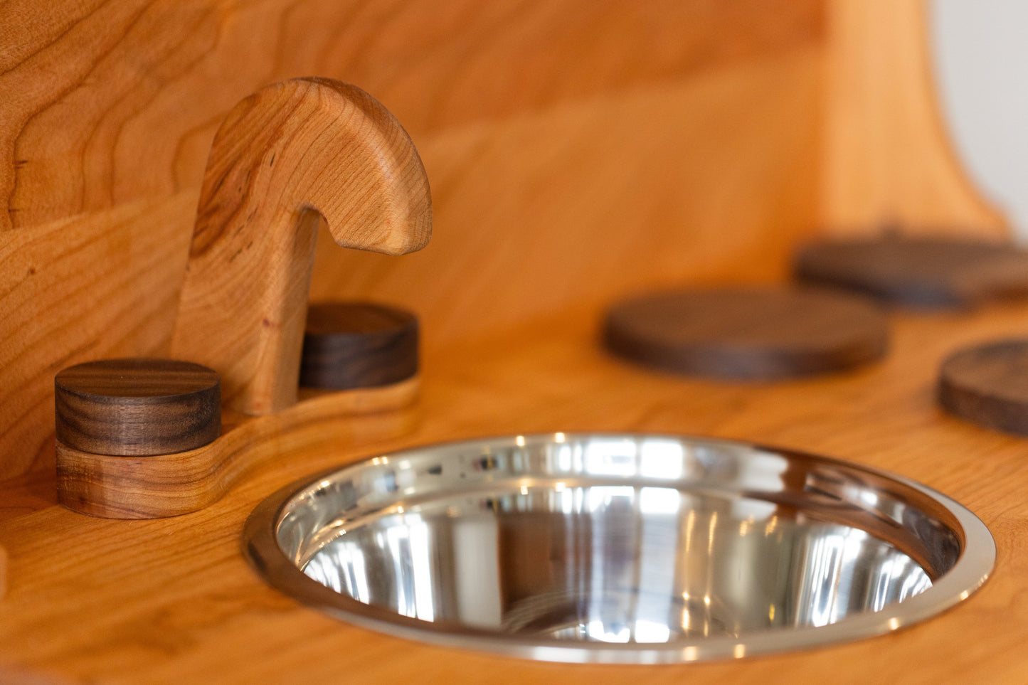 Cherry Hardwood Play Kitchen - Handmade in Canada
