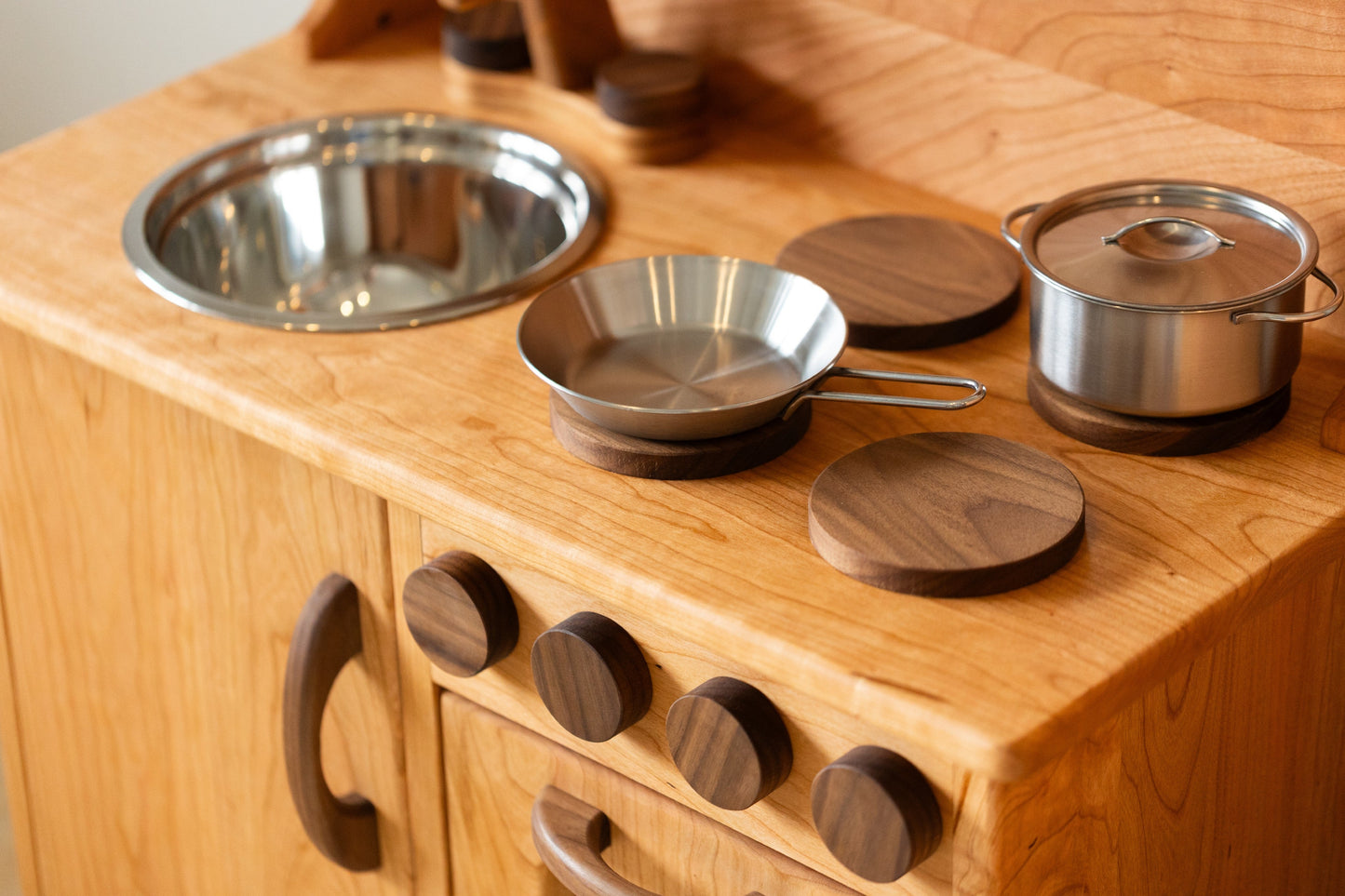 Cherry Hardwood Play Kitchen - Handmade in Canada
