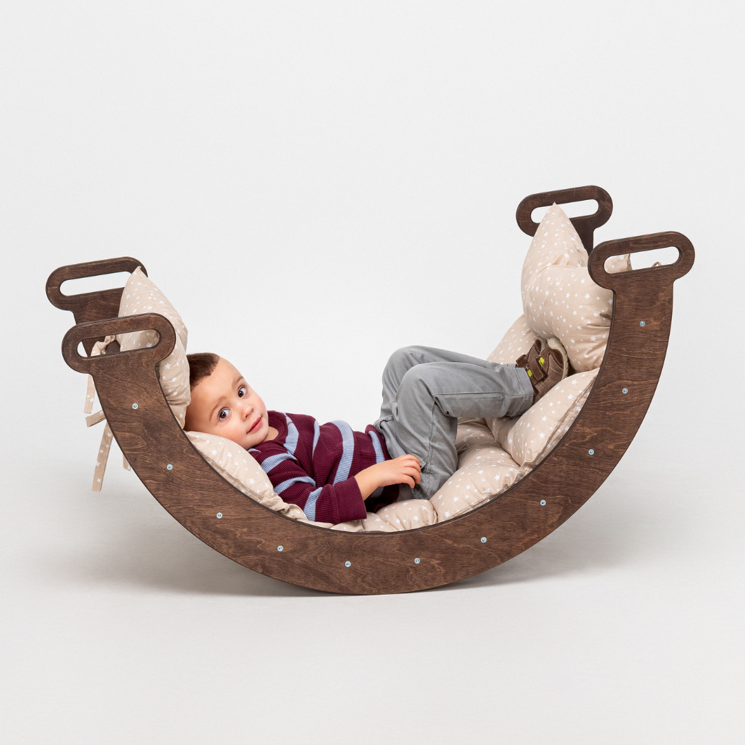 Arche d'escalade Chocolat + Coussin - Grimpeurs Montessori pour tout-petits