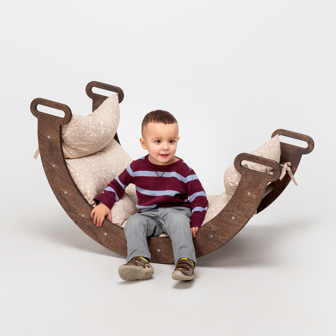 Arche d'escalade Chocolat + Coussin - Grimpeurs Montessori pour tout-petits