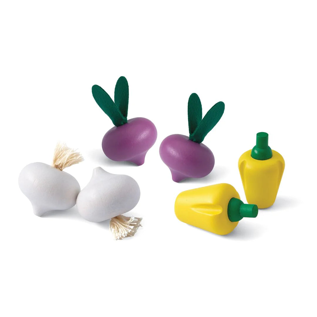 Fresh Produce Set C (Red Radishes, Garlics & Yellow Bell Peppers) by PlanToys