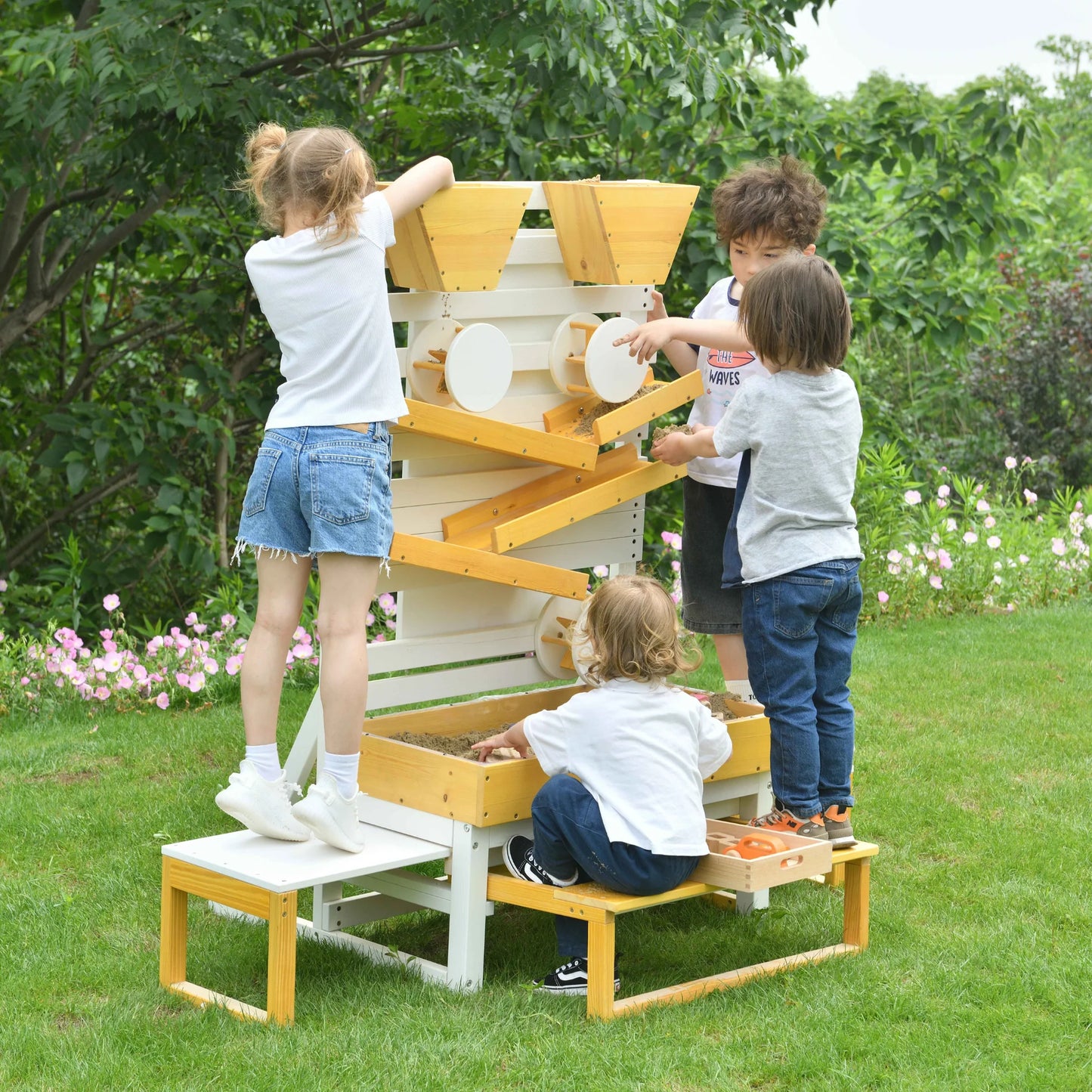 Grande table à eau d'extérieur en bois pour enfants et tout-petits par Avenlur