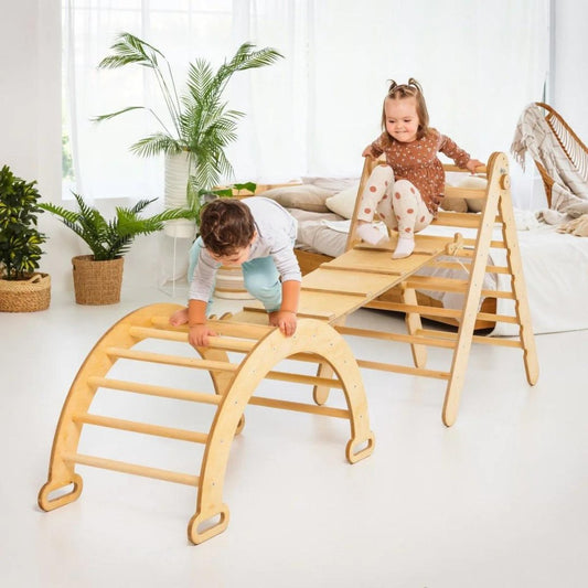 Structure d'escalade d'intérieur en bois 5 en 1 avec toboggan – Triangle d'escalade Montessori pour enfants dès 1 an, Aire de jeux d'intérieur, Set d'escalade et d'art pour bébé Structure d'escalade d'intérieur en bois 5 en 1 avec toboggan – Triangle d'escalade Montessori pour enfants dès 1 an, Aire de jeux d'intérieur, Set d'escalade et d'art pour bébé