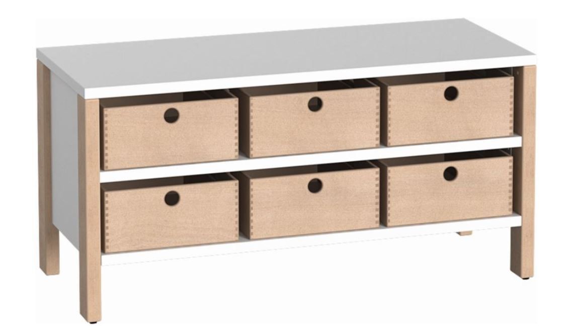 Haba Rack HABA Pro Linus Base Cabinet with 6 Material Boxes 1442352 and 1442353 ...
