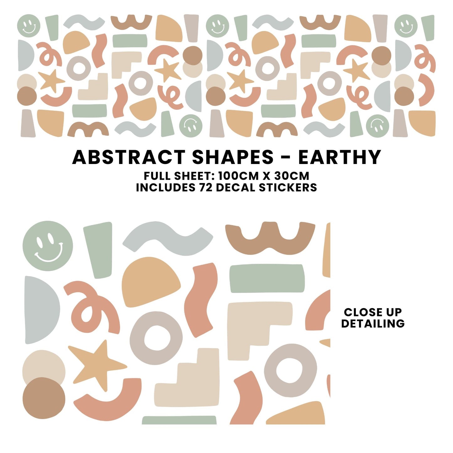 Peel & Stick Fabric Wall Stickers - Abstract Shapes (Earthy)