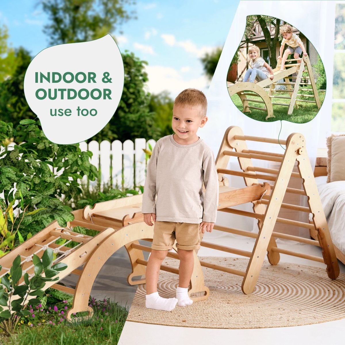 4in1 Montessori Climbing Frame Set: Triangle Ladder + Arch/Rocker + Sl ...