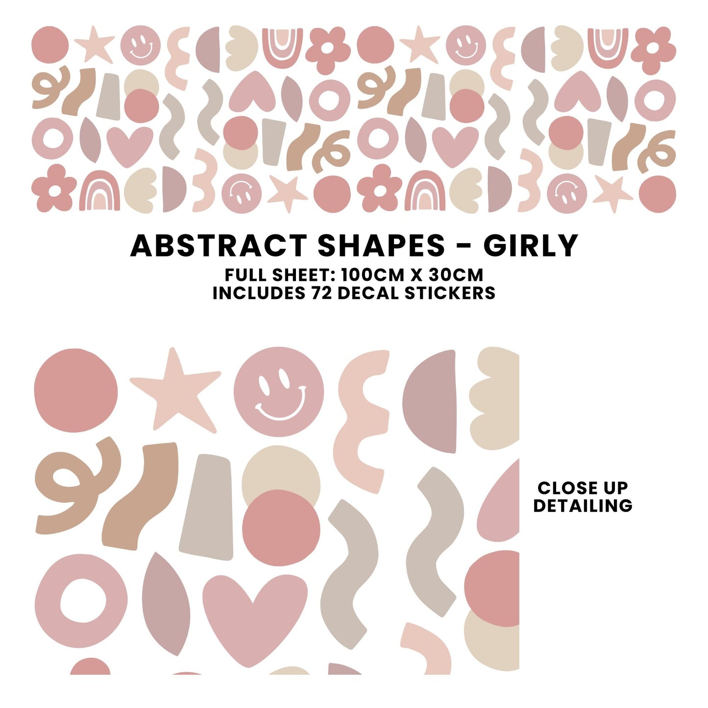 Peel & Stick Fabric Wall Stickers - Abstract Shapes (Girly)