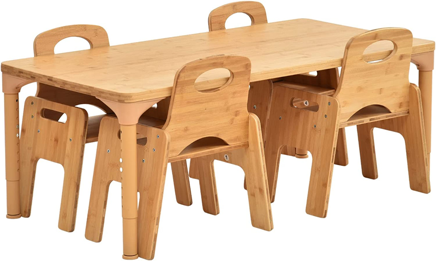 Adrian - Ensemble table et chaises en bambou pour tout-petits, 5 pièces, par Avenlur