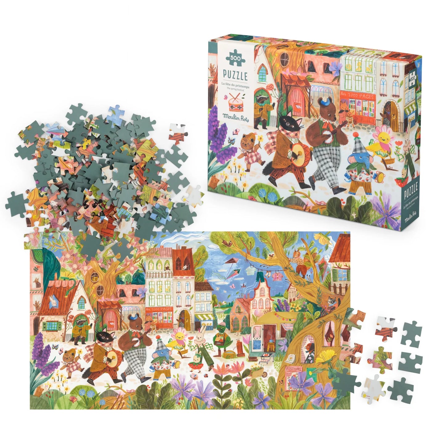 (DAMAGED BOX) Les Minouchkas - The Spring Festival Puzzle 500 pcs by Moulin Roty