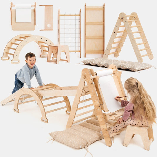 Goodevas Ensemble d'escalade Montessori 5-en-1 : triangle d'escalade intérieur, arche Goodevas Ensemble d'escalade Montessori 5-en-1 : triangle d'escalade intérieur, arche