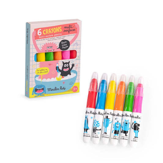 (DAMAGED BOX) Schmouks Multi-Surface Crayons (6 pc) - Moulin Roty