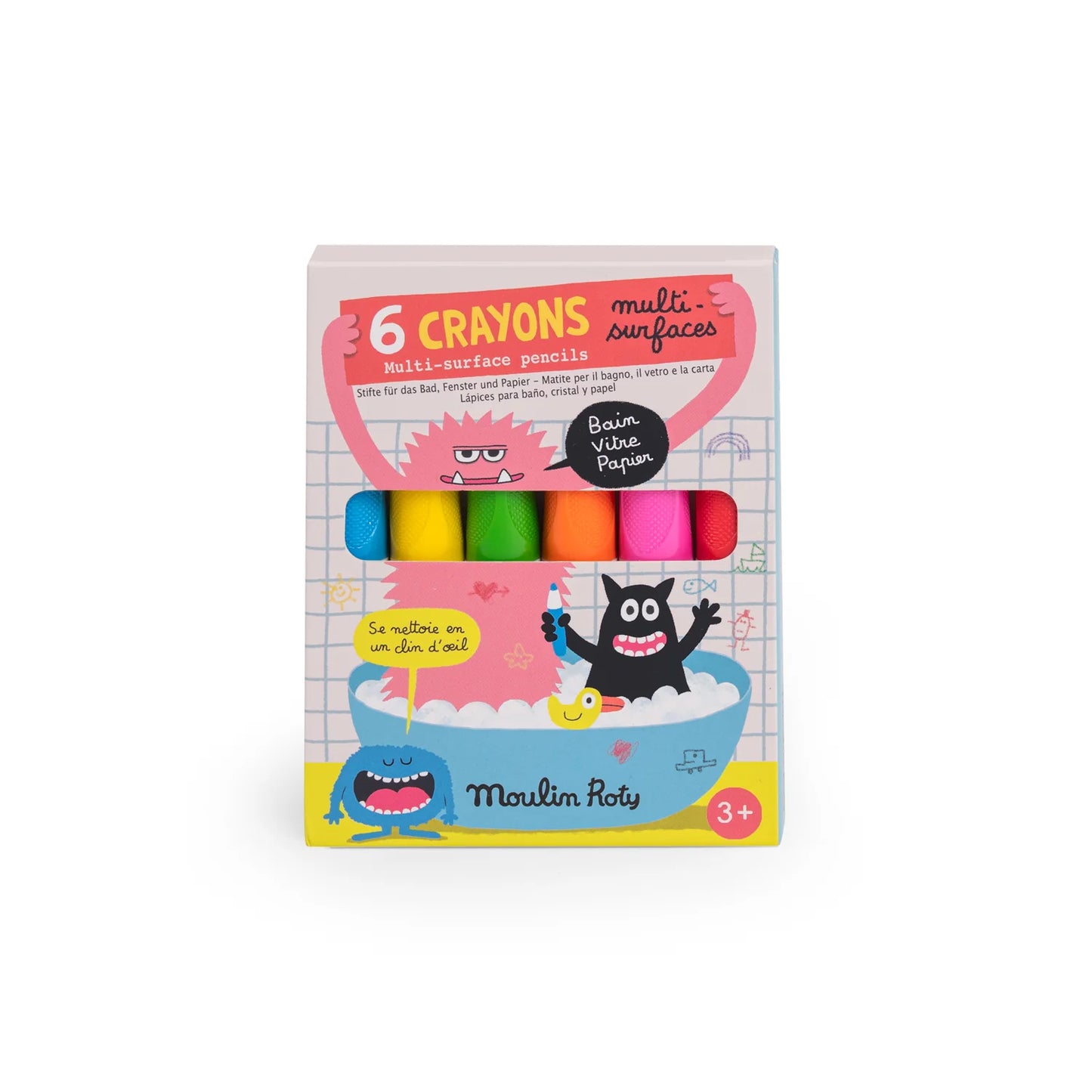 (DAMAGED BOX) Schmouks Multi-Surface Crayons (6 pc) - Moulin Roty
