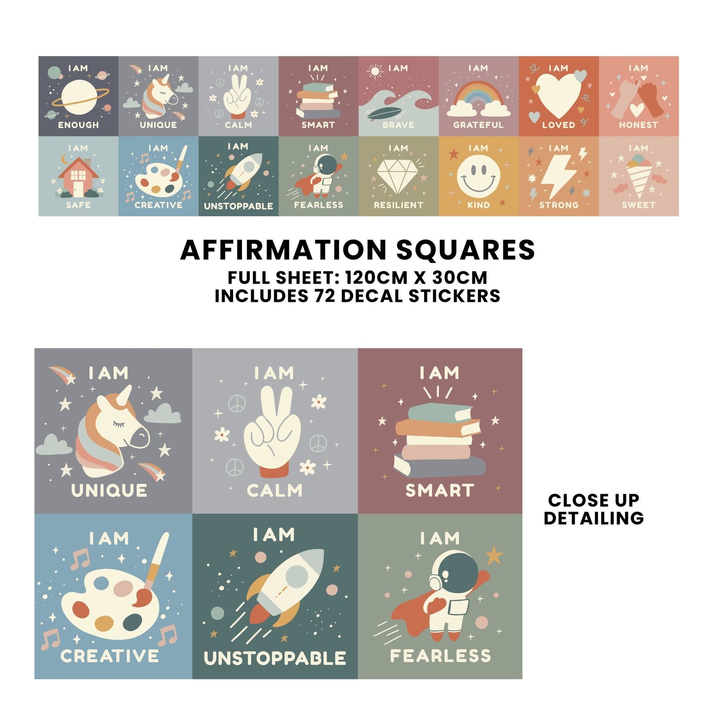 Peel & Stick Fabric Wall Stickers - Affirmation Squares