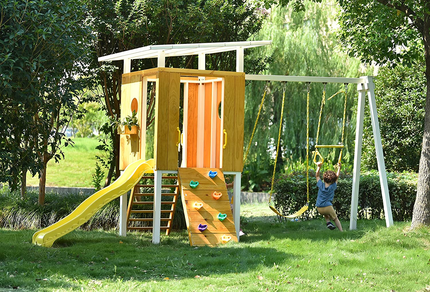 Basic wooden swing set online