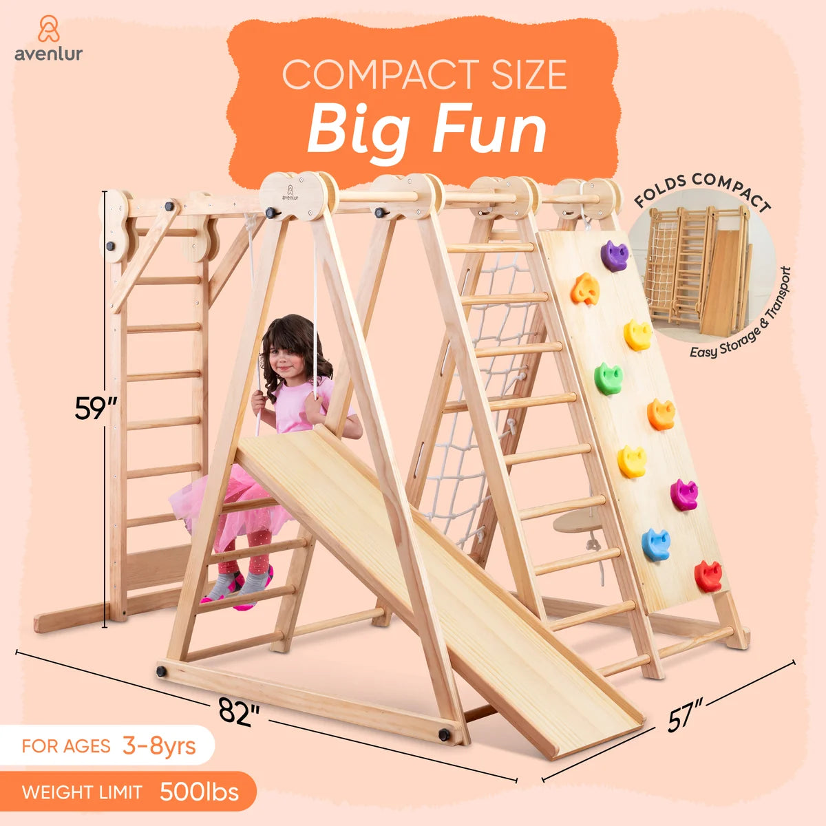 Chestnut - 8-in-1 Jungle Gym for Toddlers by Avenlur
