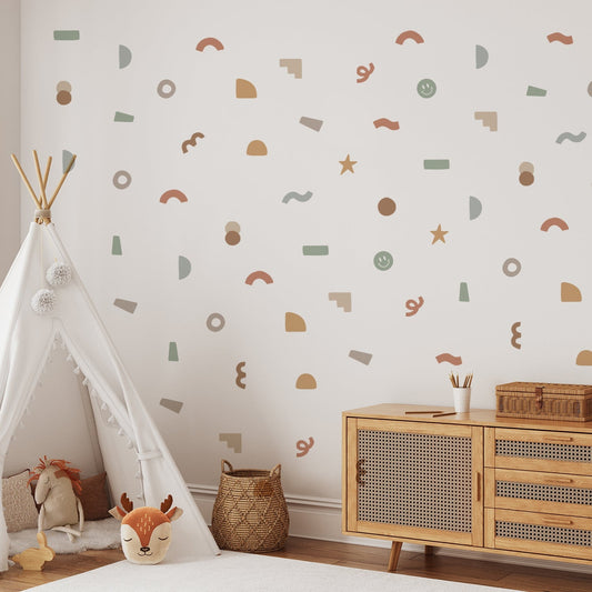 Peel & Stick Fabric Wall Stickers - Abstract Shapes (Earthy)