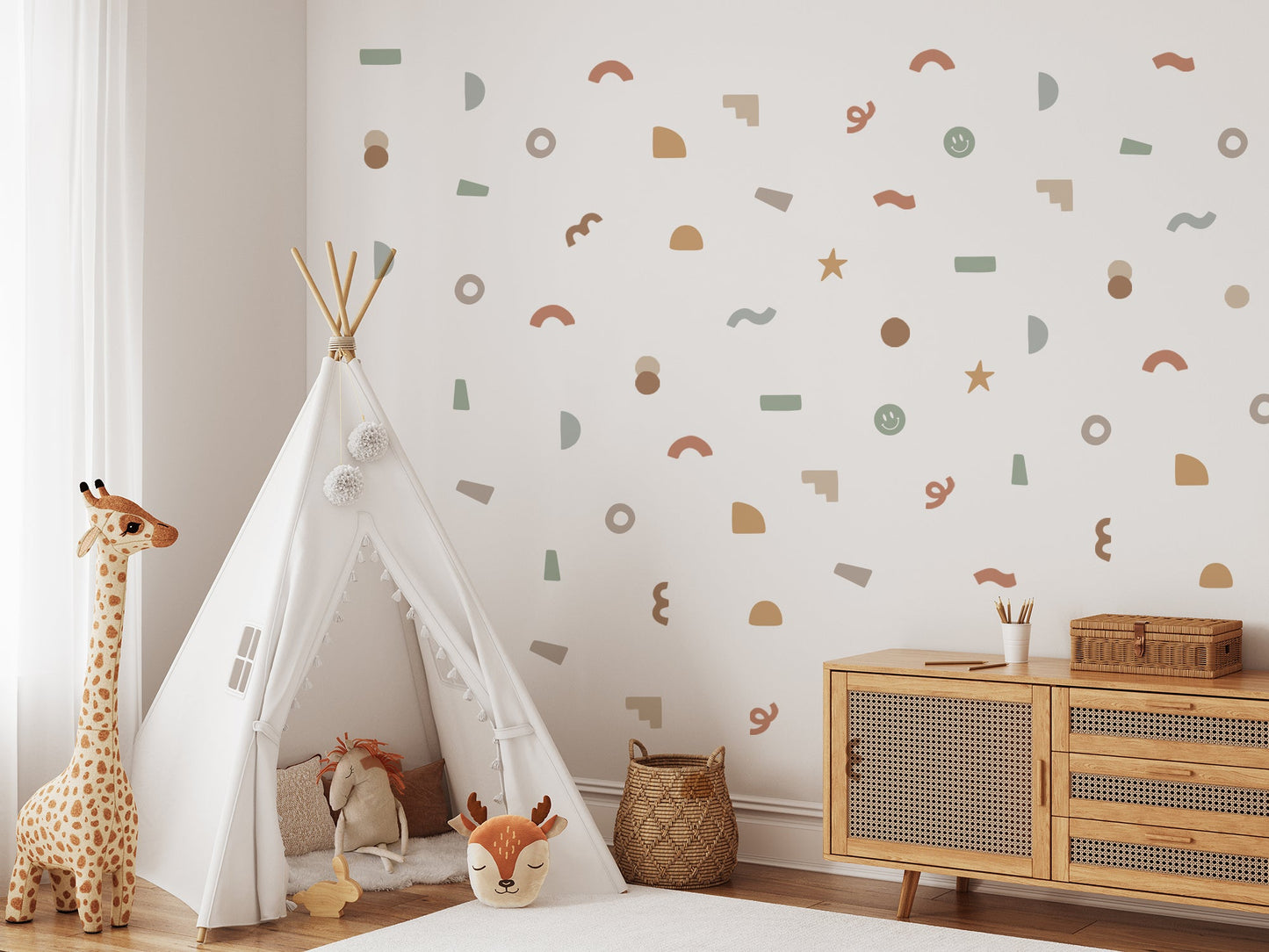 Peel & Stick Fabric Wall Stickers - Abstract Shapes (Earthy)