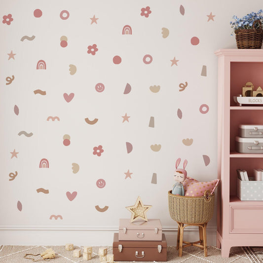 Peel & Stick Fabric Wall Stickers - Abstract Shapes (Girly)
