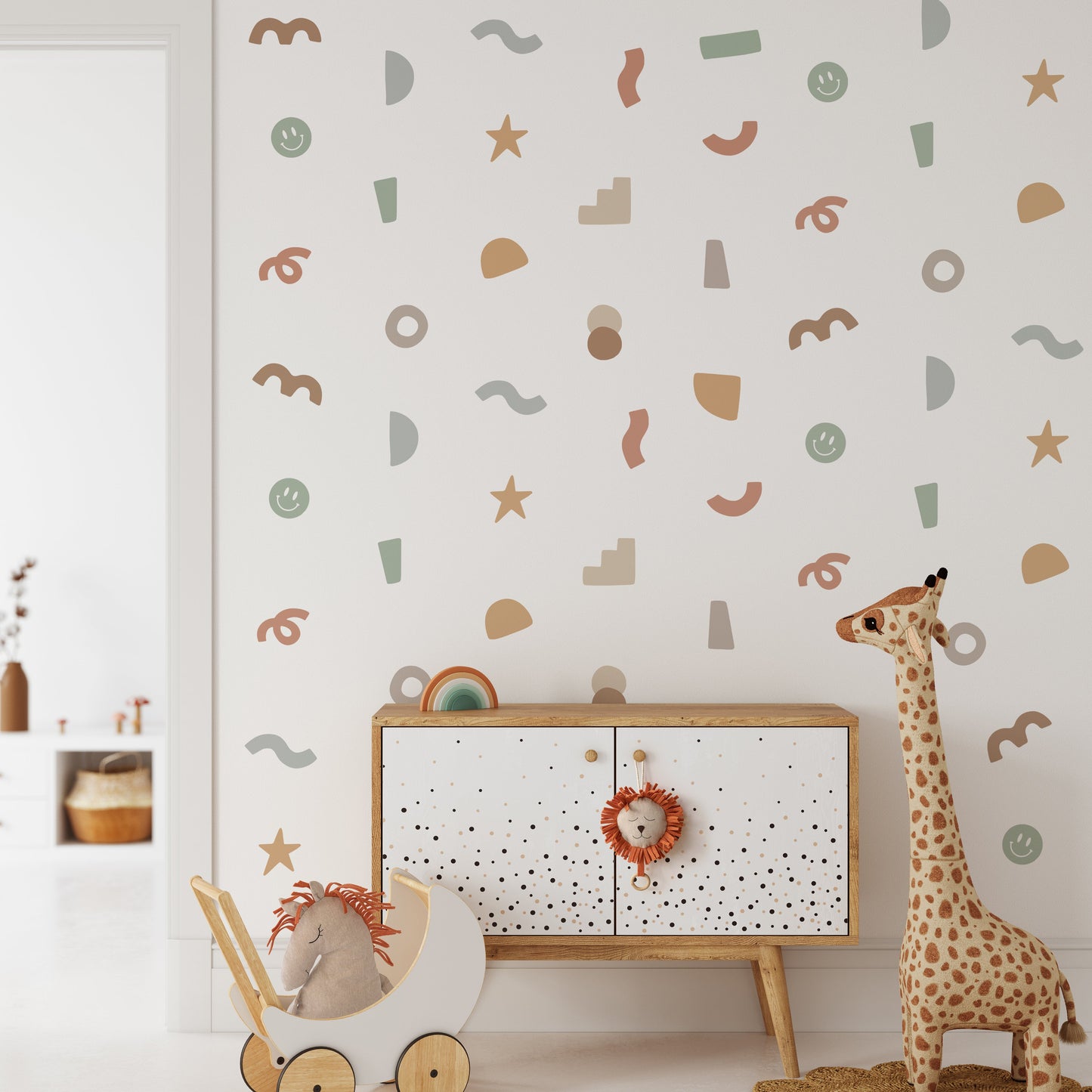 Peel & Stick Fabric Wall Stickers - Abstract Shapes (Earthy)